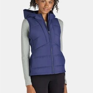 Avia Hooded Quilted Puffer Vest Blue Outdoor Athletic Workout Sz XXL